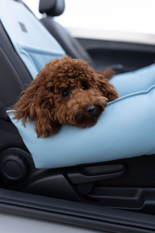 Gift for pet, waterproof dog car seat, vegan leather puppy carrier bag, auto travel bed, small pet journey booster,